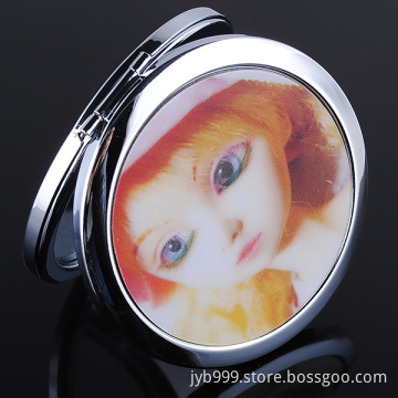 Cute baby doll mirror stock cheap 100pcs round shape metal compact make-up mirror